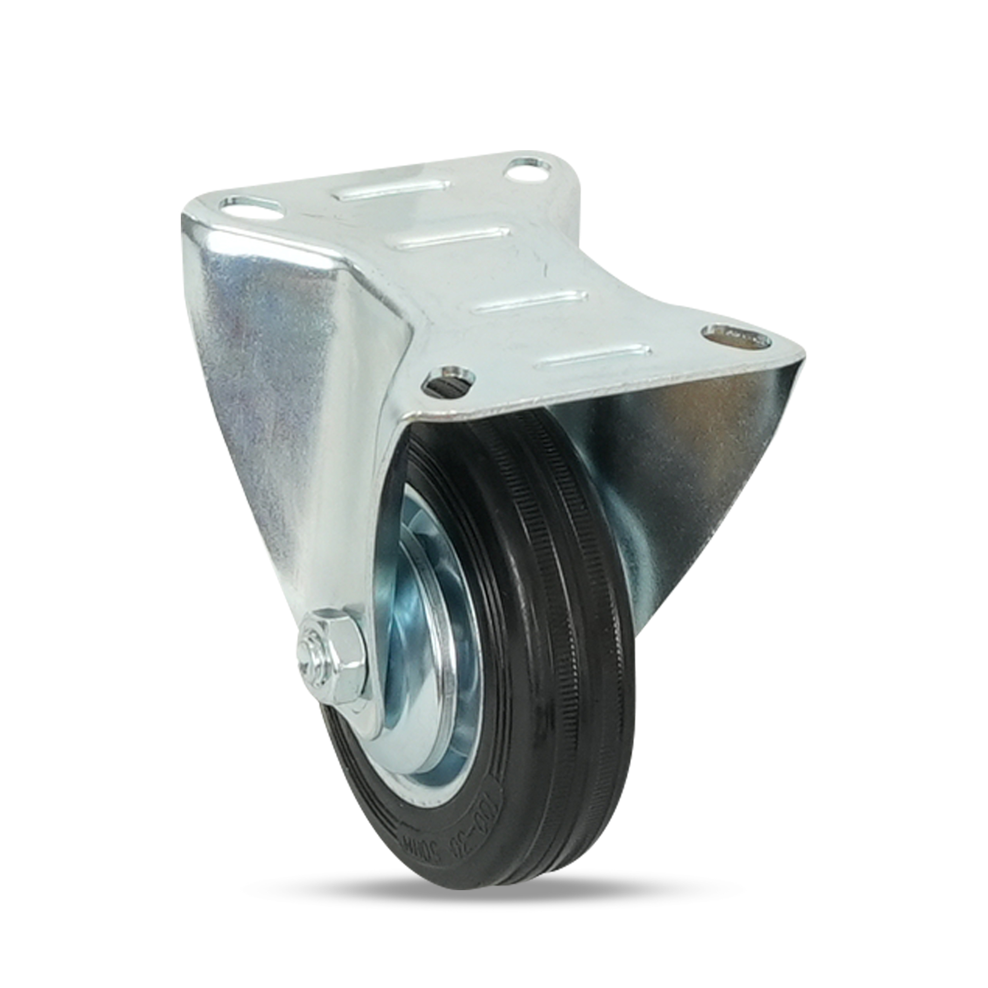 Klutch 4in. Rubber Rigid Caster, 155-Lb. Capacity